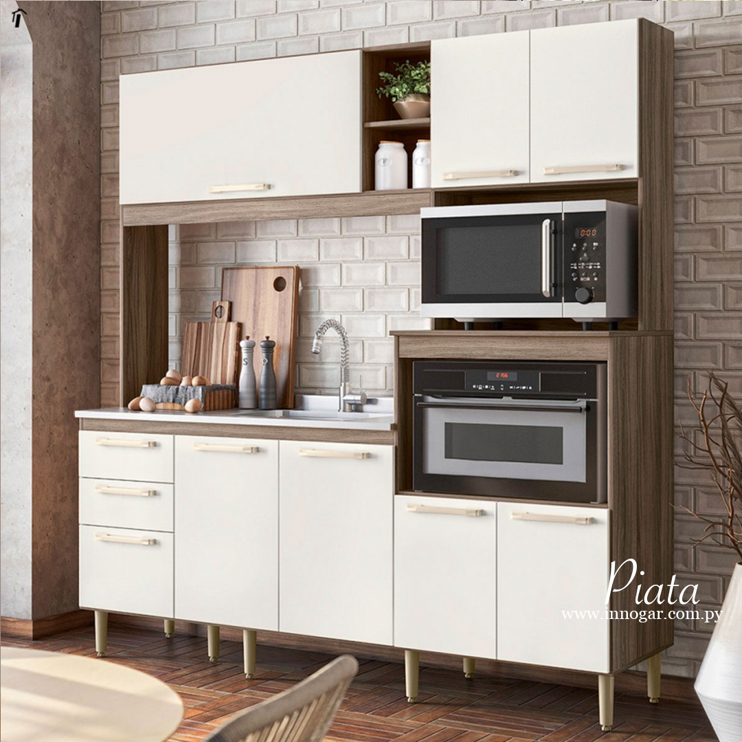 Kit Cocina Piata / Carvalho Nature - Off White Cristal