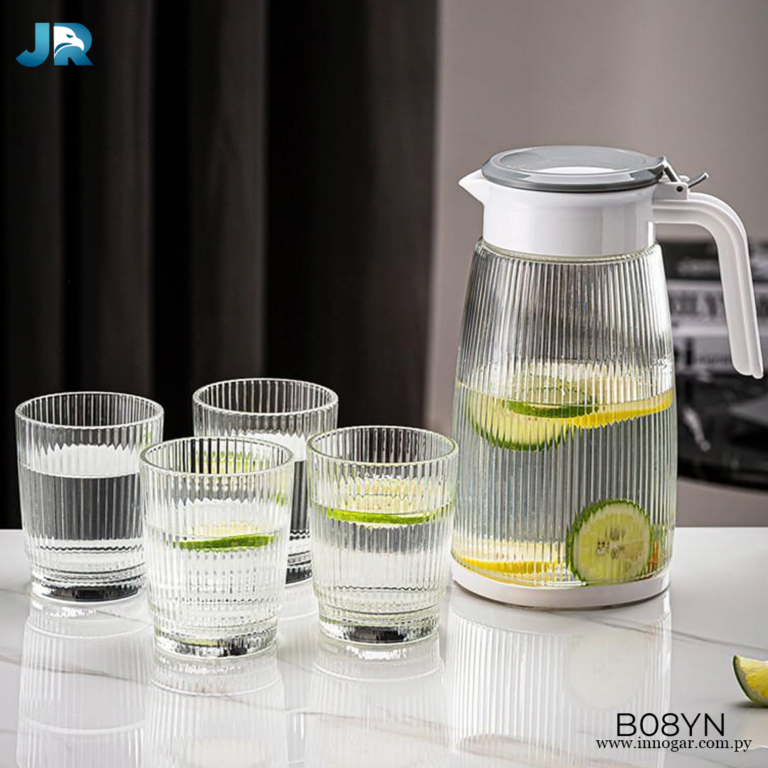 Set 5 Pcs Jarra 1.6L y 4vasos 280ml