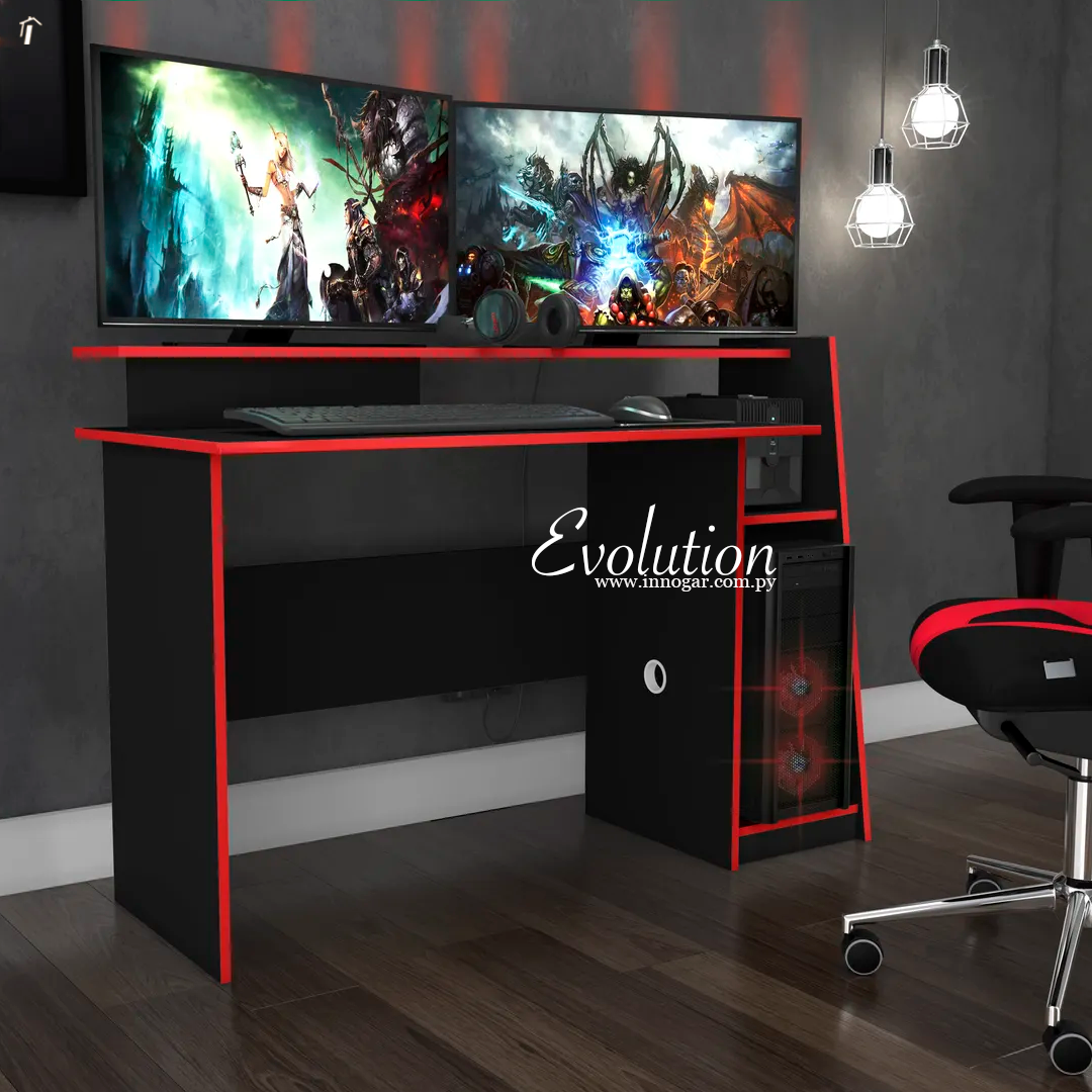 Mesa Gamer Evolution / Negro - Rojo