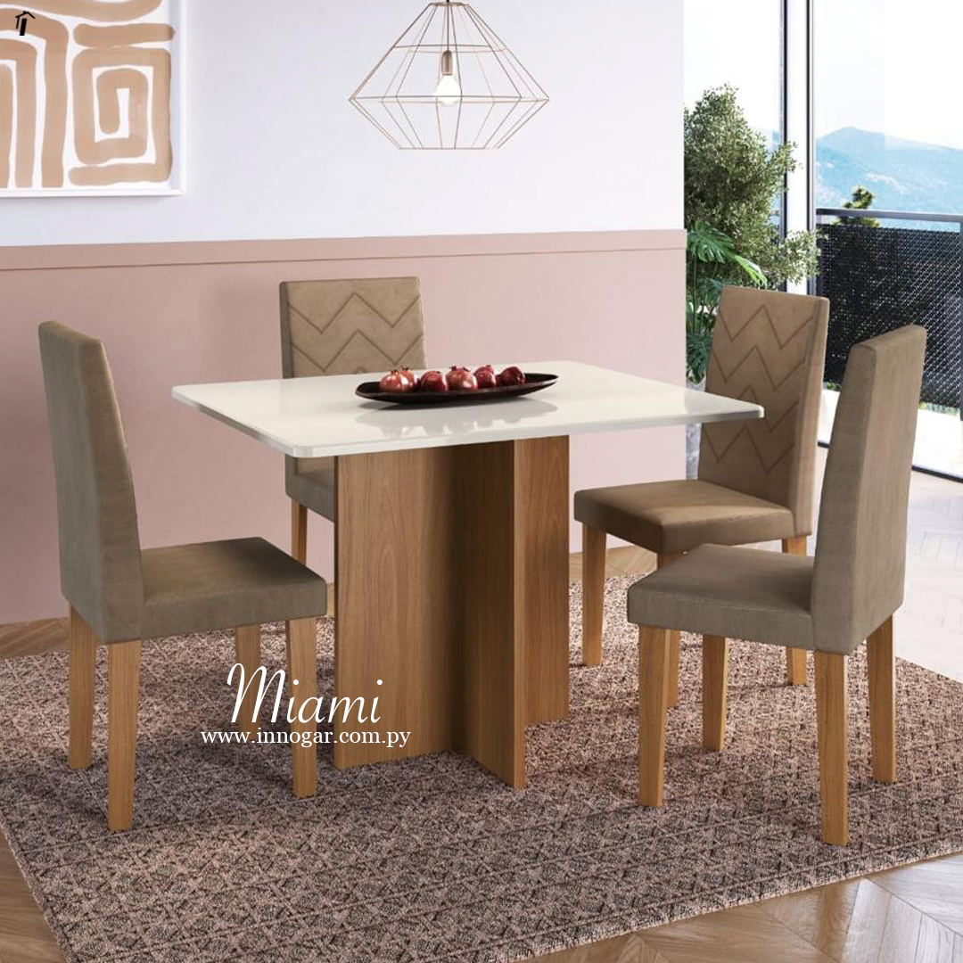 Juego de comedor Miami 4S /  Freijo Off White